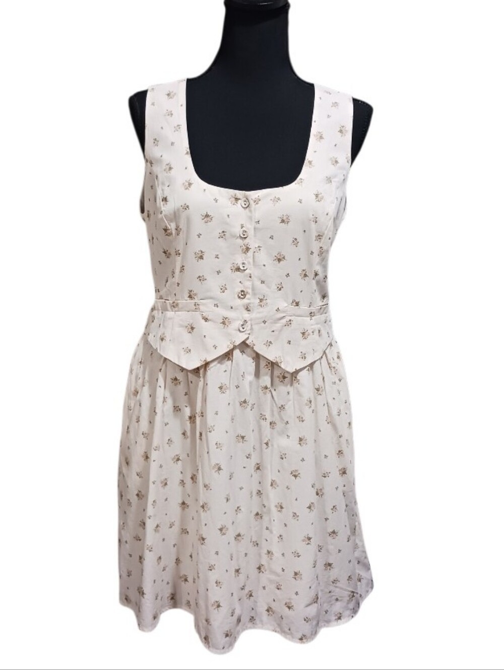 Aureum Tea Time Vest Bodice Mini Dress Cottagecore Ditzy Floral - Picture 2 of 10